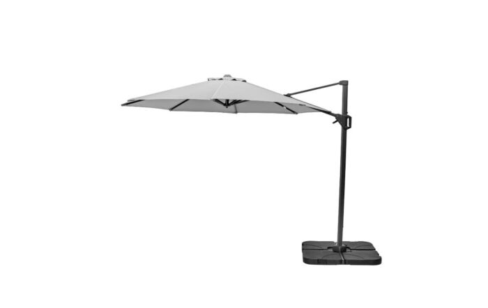Platinum Voyager T1 3m Round Luna Grey Free Arm Parasol With 90kg Wheeled Base
