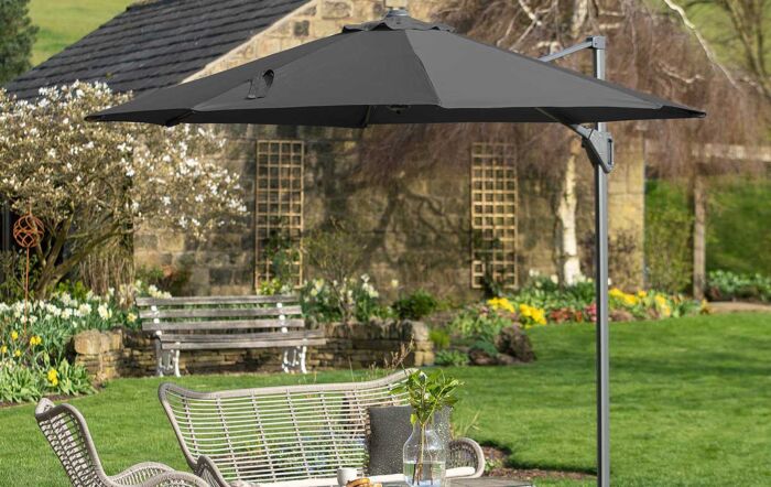 Platinum Voyager T1 3m Round Anthracite Parasol - Includes 90kg Granite Base
