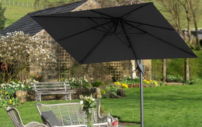 Platinum Voyager T1 3m x 2m Oblong Anthracite Parasol - Includes Granite Base & FREE Cover
