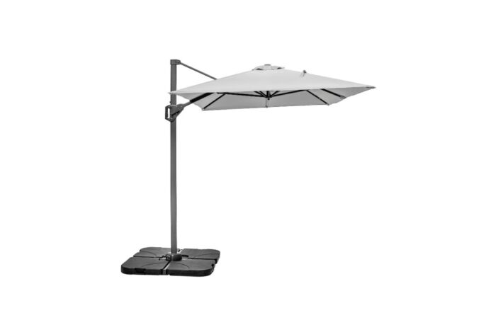Platinum Voyager T1 3m x 2 m Rectangular Luna Grey Free Arm Parasol With 90kg Wheeled Base & FREE Cover