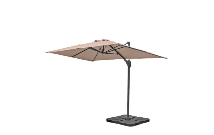 Platinum Voyager T1 3m x 2 m Rectangular Taupe Free Arm Parasol With 90kg Wheeled Base & FREE Cover