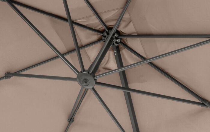 Platinum Voyager T2 2.7mt Free Arm Parasol Taupe With 90kg Wheeled Base