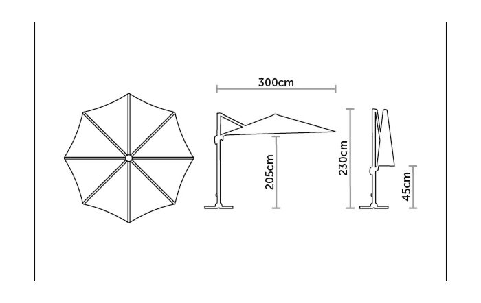 Bramblecrest Chichester 3M Round Cantilever Parasol - Granite Base and Free Cover